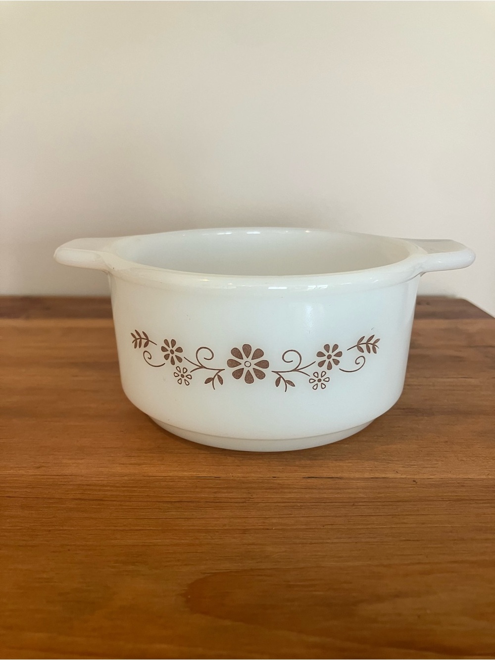 Dynaware Pyr-O-Rey White Floral Milk Glass Mini Casserole Dish